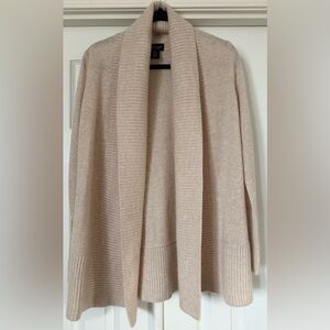 C by Bloomingdale’s Cashmere Open Front Shawl Collar Cardigan Sweater XS oatmeal